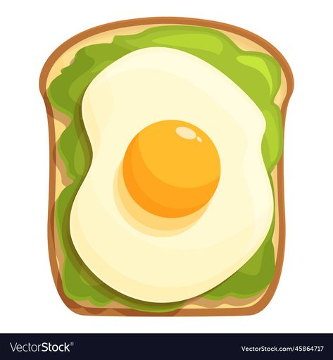 Toast Bread Drawing, Avocado Toast Drawing, Bacon Drawing, Egg Avocado Toast, Avocado Cartoon, Avocado Bread, Egg Avocado, Avocado Toast Egg, Ovo Vegetarian