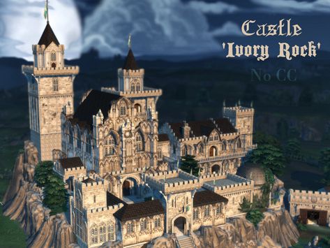 The Sims Resource - Castle 'Ivory Rock' Castles Sims 4, Sims 4 Castle Base Game, V Rising Castle Ideas, Sims 4 Castle Download, Fantasy Castle Layout, Sims 4 Medieval Castle, Sims4 Castle, Sims 4 Cc Castle, Sims 4 Castle Build