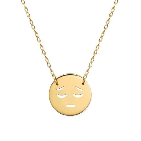 Women's Jane Basch Designs Sad Emoji Pendant Necklace ($280) ❤ liked on Polyvore featuring jewelry, necklaces, yellow gold, golden necklace, gold pendant jewelry, pendant jewelry, gold jewellery and gold necklace pendant Golden Jewellery, Necklace Gold Pendant, Gold Pendant Jewelry, Golden Necklace, Golden Jewelry, Yellow Gold Jewelry, Holiday Jewelry, Yellow Gold Pendants, Gold Pendant Necklace