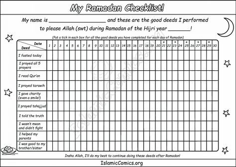 Ramadhan Checklist, Ramadan Plan, Islamic Coloring Pages, Ramadan Checklist, Islamic House, Brownies Activities, Islamic Activities, Ramadan Dates, Ramadan Printables