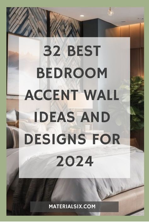 32 Best Bedroom Accent Wall Ideas And Designs For 2024 - MaterialSix Bedroom Inspirations Master Accent Walls Wallpaper, Accent Wall Main Bedroom, Bedroom Accent Ceiling Ideas, Wood Headboard Accent Wall, Accent Wall For Beige Bedroom, Behind Your Bed Wall Ideas, Unique Bedroom Accent Walls, Accent Wall To Make Bedroom Look Bigger, Bedroom Wall Pattern