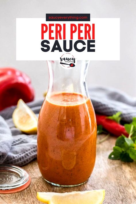 Love Nando's hot sauce? Then you need to make our easy Peri Peri Sauce recipe! It's simple, flavorful, and perfect for pairing with dishes of all kinds, like chicken, beef, and seafood, or even as a dip for fries and veggies. Easy ingredients and ready in less than 10 minutes! Piri Piri Sauce Recipe, Chicken Peri Peri, Peri Peri Recipes, Peri Peri Sauce Recipe, Spicy Sauce Recipe, Piri Piri Sauce, Easy Sauce Recipe, Peri Peri Sauce, Homemade Sauce Recipes