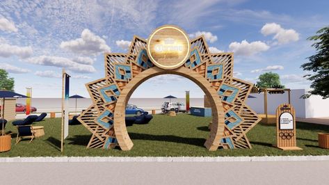 Festival Entrance Design, Music Festival Stage, Event Entrance Arch Design, Event Entrance Arch, Event Entry, Arch Gate, Entrance Arch, Event Booth Design, Diwali Design