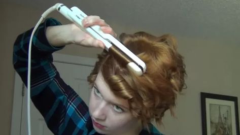 Curling Wand Tutorial Short Hair, How Do You Curl Short Hair, How To Curl Pixie Hair Tutorials, How To Curl Short Hair With A Wand, How To Curl Hair With Flat Iron Short, Flat Iron Curls Short Hair, Curling Wand Tutorial, Hair With A Straightener, Curl Short Hair