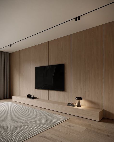 Large Tv Wall Ideas Living Room, Tv Wall Decor Living Room, Modern Tv Room, Tv Fal, Bedroom Tv Wall, Japandi Living Room, Built In Shelves Living Room, Japandi Living, Modern Tv Wall