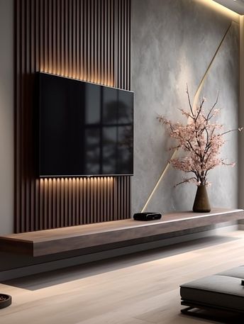 Modern Tv Panel, Large Tv Wall Ideas Living Room, Tv Wall Decor Living Room, Ruang Tv, Bedroom Tv Wall, Feature Wall Living Room, Modern Tv Wall, Fireplace Tv Wall, Tv Room Design