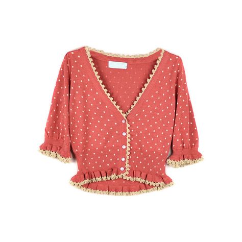 Retro Style Dot Printed Red Cardigan (945 ARS) ❤ liked on Polyvore featuring tops, cardigans, sweaters, shirts, red button shirt, wool shirt, short-sleeve cardigan, red polka dot shirt and red polka dot cardigan Retro Cardigans, Polka Dot Cardigan, Dot Shirt, Soft Jacket, Polka Dot Shirt, Wool Shirt, Red Cardigan, Cardigan Shirt, Pink Cardigan