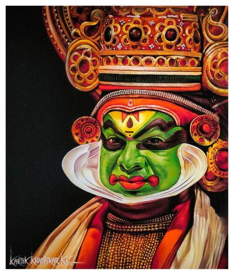 Portrait Rangoli For Competition, Theyyam Painting Acrylic, Hyper Realistic Colour Pencil Drawings, Kadakali Drawing, Kadhakali Paintings On Canvas, Kadhakali Photography, Kadakali Painting, Kadhakali Paintings, Kathakali Painting On Canvas