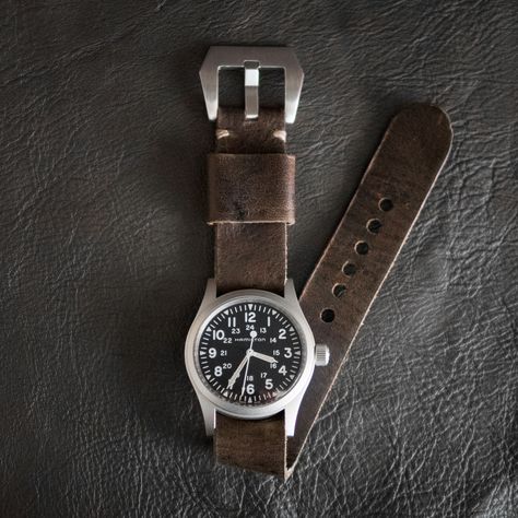 Hamilton Khaki Field Mechanical H69429931 with handmade vintage leather one piece nato strap Hamilton Khaki Field Mechanical, Khaki Field Mechanical, Leather One Piece, Hamilton Khaki Field, Watch Leather Strap, Hamilton Khaki, Leather Accessories Handmade, Hamilton Watch, Father Time