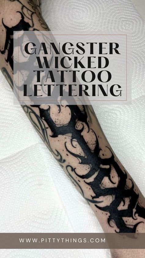 How to find the Best Gangster Wicked Tattoo Lettering Designs Chicano Lettering Gangsters, Gothic Script Tattoo, Gangsta Lettering, Old English Tattoo Lettering, Dark Lettering Tattoo Fonts, Gangster Lettering, Gangsta Style Tattoo, Gangster Words, Gg Tattoo