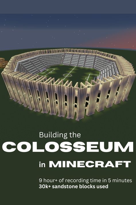 I love the Colosseum in real life, but I hate the fact that it has degraded over time. So I decided to re-create it in Minecraft. Over 30k sandstone blocks were used in this video. Hope you guys liked it and see you in the next videos. Minecraft Colosseum, Sandstone Blocks, The Colosseum, Next Video, Time Lapse, I Decided, See You, Real Life, Minecraft