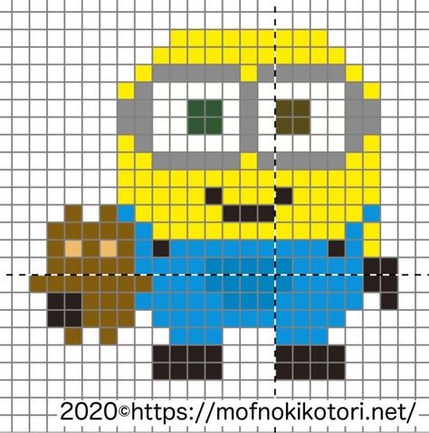 Minion Pattern, Image Pixel Art, Pixel Character, Minions Images, Noragami Anime, Minion Crochet, Graph Paper Drawings, Easy Perler Beads Ideas, A Minion