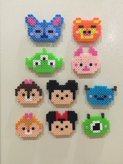 Perler tsum tsum Hama Beads Disney, Easy Perler Beads Ideas, Art Perle, Hama Beads Design, Perler Bead Templates, Diy Perler Bead Crafts, Beads Ideas, Bead Sprite, Hama Beads Patterns