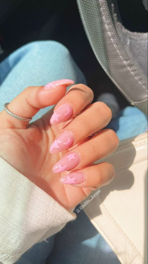 Nails Ideas Short, Stretch Velvet Dress, Star Nail Designs, Baby Pink Nails, Summery Nails, Simple Acrylic Nails, Girly Acrylic Nails, Soft Nails, Star Nails