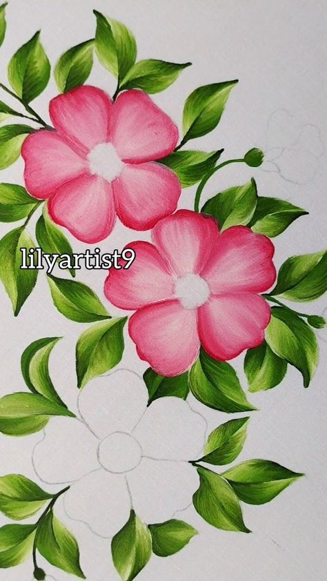 Fabric painting - Slow video on YouTube Lily artist fabric works (Link in bio) (Fabric painting, flower painting, reel ) | Instagram Slow Video, Fabric Colour Painting, Cloth Painting, Art Markers Drawing, Buddha Art Drawing, Fabric Paint Diy, Flower Mural, Fabric Painting Techniques, Fabric Painting On Clothes