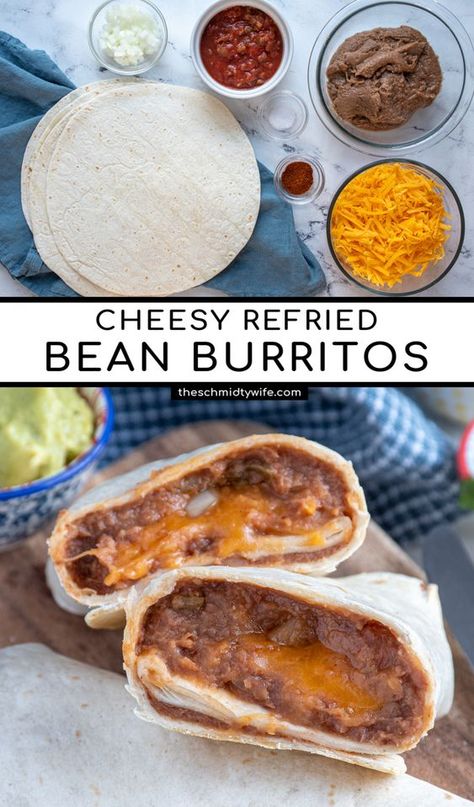 Vegan Refried Bean Burrito, Best Bean Burrito Recipe, Been And Cheese Burritos, Bean And Cheese Burrito Freezer, Refried Bean And Cheese Burrito, Beef Bean Burritos Easy Recipes, Healthy Bean Burrito, Freezer Bean And Cheese Burritos, Bean Burrito Recipe Refried