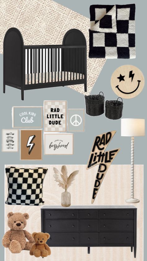 #raddude#cooldude#boynursery#boysroom#pastelblueroom#checkerdecor#checkeredroom#blackandwhitenursery#blackcrib#nurseryideas#boyvibe Checkered Nursery, Checkered Blanket, Nursery Accent Wall, Toddler Boy Room Decor, Framed Signs, Blanket Pillow, Baby Boy Room Decor, Kids Bedroom Inspiration, Toddler Boys Room