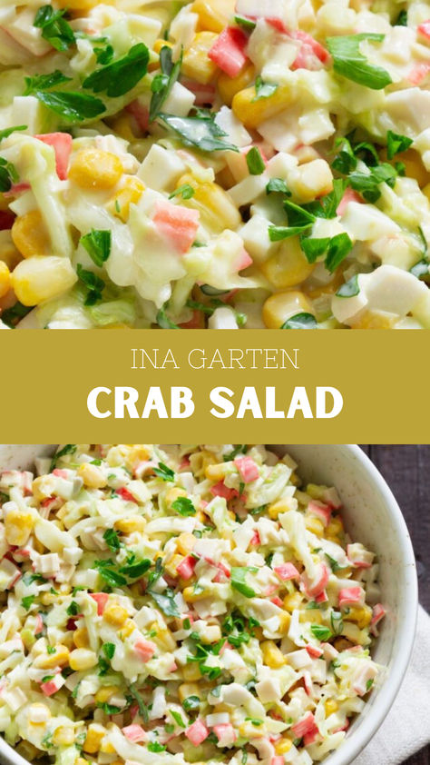 Ina Garten Crab Salad Imation Crab Salad Recipes, Imitatation Crab Salad Recipe, Crab Salad Recipe, Yummy Salads, Ina Garten Recipes, Food Buffet, Fish Cakes, Party Food Buffet, Crab Salad