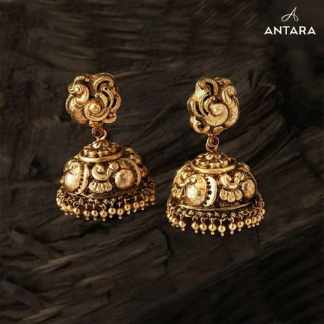 Photo #24 from Antara Jewellery "Portfolio" album Antique Jumka Gold, Temple Jewellery Jhumkas, Jewellery Portfolio, Gold Jhumka, Gold Temple Jewellery, Gold Jhumka Earrings, Gold Jewelry Outfits, Gold Earrings Models, Antique Jewellery Designs