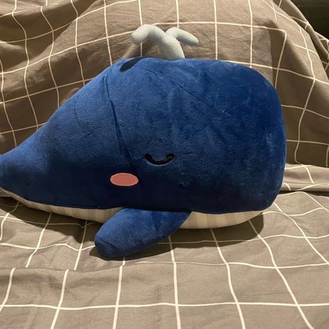 Blue Whale Stuffed Animal Toy Plushie Comfort Playlist, Blue Plushie, Whale Pillow, Whale Stuffed Animal, Whale Plush, Textiles Projects, New Material, Blue Whale, Blue Bedding