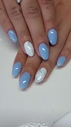 Blue Gel Nails, Manicure Gel, Simple Gel Nails, Short Acrylic Nails Designs, Oval Nails, Dipped Nails, Gel Nail Designs, Elegant Nails, Minimalist Nails