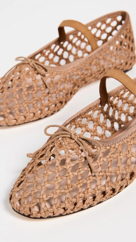 LOEFFLER RANDALL Leonie Soft Ballet Flats - Brown | Editorialist Soft Ballet Flats, Brown Ballet Flats, Gold Ballet Flats, Brown Flats, Woven Raffia, Black Ballet Flats, Loeffler Randall, Leather Ballet Flats, Ballerina Flats