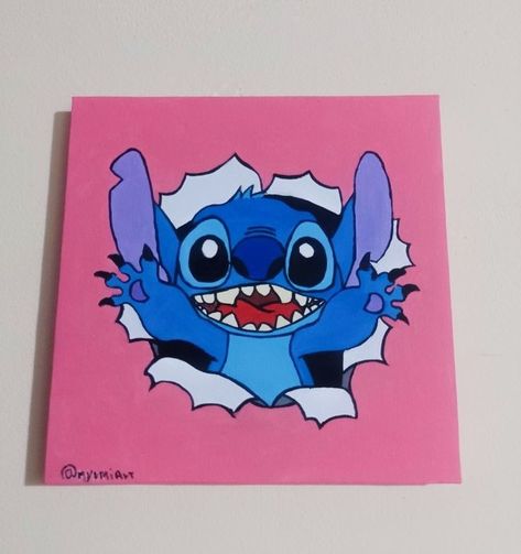 Painting Canvas Easy, Disney Canvas Paintings, Carcase Iphone, Stitch Painting, Easy Cartoon, Disney Canvas Art, Paintings Easy, Disney Canvas, Paintings Ideas