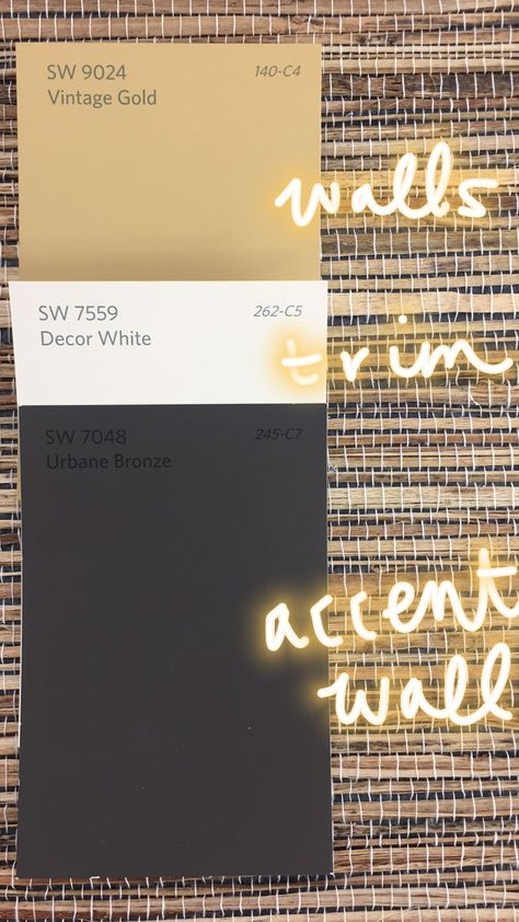 Gold Color Paint For Walls, Gold Wall Paint Bedroom, Gold Wall Bedroom Ideas, Sw Gold Paint Colors, Urbane Bronze Color Palette Accent Wall, Gold Interior Paint Colors, Urbane Bronze Accent Colors, Gold Wall Color Paint, Golden Bronze Wall Paint