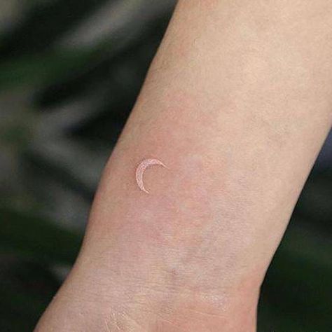 Small White Tattoos, Halo Tattoo, Small Moon Tattoos, White Tattoos, White Ink Tattoo, Medusa Tattoo, Tattoo Cover, Discreet Tattoos, Dainty Tattoos