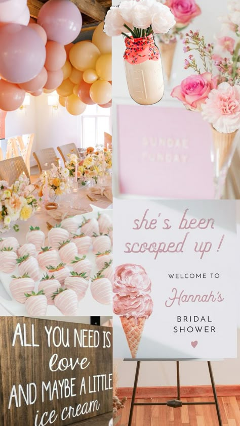 She’s been scooped up bridal shower theme Up Bridal Shower Theme, Scooped Up Bridal Shower Theme, Bridal Shower Desserts, Bridal Shower Inspo, Wedding Shower Themes, Bridal Theme, Madison Wedding, Kids Themed Birthday Parties, Bridal Shower Inspiration