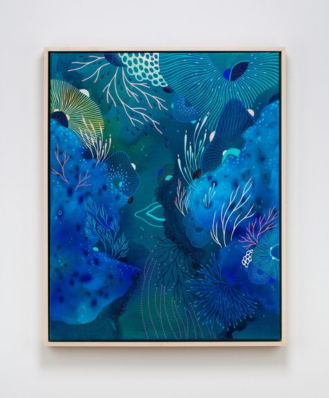 Under The Sea Artwork, Sea Abstract Art, Yellena James, Digital Painting Tutorial, Teal Artwork, Sea Abstract, Draw Tutorial, Sea Artwork, Tropical Painting