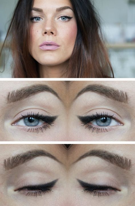 winged eyeliner Soft Winged Eyeliner, Easy Winged Eyeliner, Eyeshadow For Green Eyes, Simple Eyeliner, Linda Hallberg, Winged Liner, Stage Makeup, Eyeliner Tutorial, Winged Eyeliner