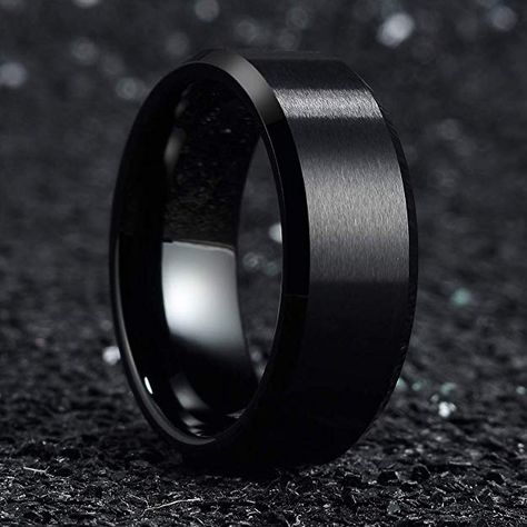 Black Male Rings, Silver And Black Rings, Black Ring For Men, Kitana Cosplay, Mens Black Ring, Black Tungsten Rings, Male Clothing, Black Wedding Rings, Tungsten Wedding Rings