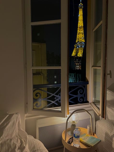 Apartment In France, Paris Apartment Bedroom, Paris Apartment Aesthetic, Paris Balcony Aesthetic Couple, Paris Window View, Paris Hotel With Balcony, Paris Hotel View, Paris View From Window, Paris View