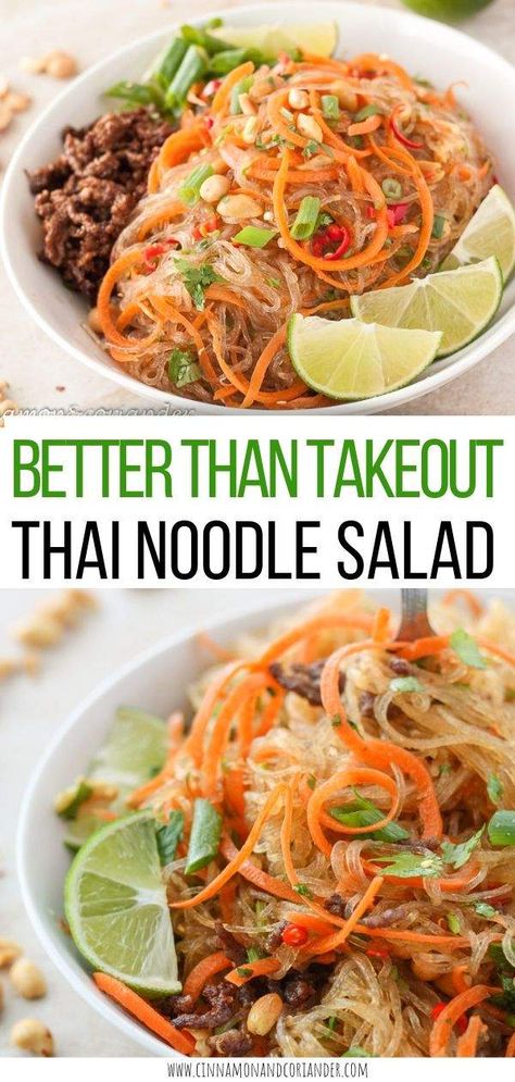 Yam Woon Sen Recipe, Cold Noodle Bowl, Ground Beef Glass Noodles, Thai Noodle Salad Dressing, Thai Glass Noodle Salad Recipes, Thai Cold Noodle Salad, Vietnamese Glass Noodle Salad, Keto Noodle Salad, Spicy Thai Noodle Salad