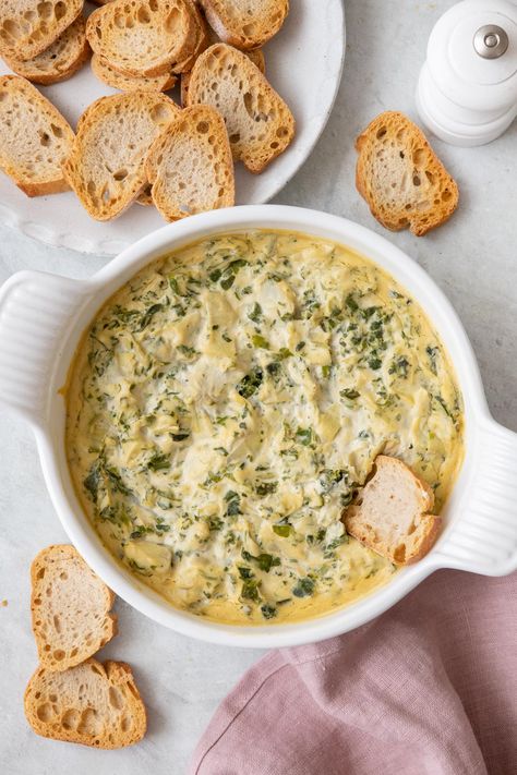 Baked Spinach Artichoke Dip, Vegan Spinach Artichoke Dip, Buffalo Dip, Baked Potato Chips, Baked Spinach, Spinach Artichoke Dip Recipe, Vegan Spinach, Vegan Baked, Vegan Dip