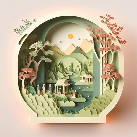 3d Paper Illustration, Paper Craft Art, Paper Layering Art, Paper Cutout Design, 3d Art Ideas, Paper Cut Out Art, 3d Art Work, Dimensional Artwork, Paper Diorama