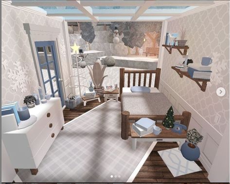 Bloxburg Bed, Bloxburg Bedroom Ideas, Bloxburg Rooms, Winter Room, Bloxburg Interior, Bloxburg Bedroom, Bloxburg Building, Modern Family House, Blox Burg