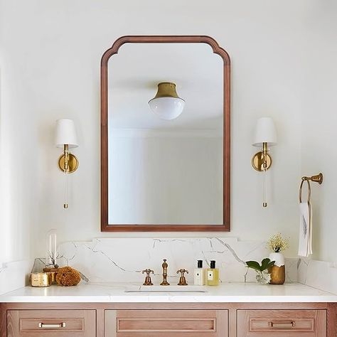 Wooden bathroom mirror