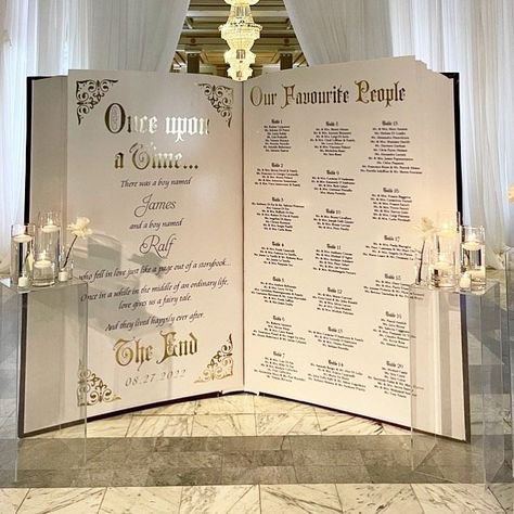 Fairytale Wedding Sign, Fairy Seating Chart, Fairytale Seating Chart Wedding, Cinderella Seating Chart Ideas, Storybook Wedding Seating Chart, Storybook Seating Chart, Story Book Seating Chart, Royalty Themed Wedding Decor, Wedding Seating Chart Book