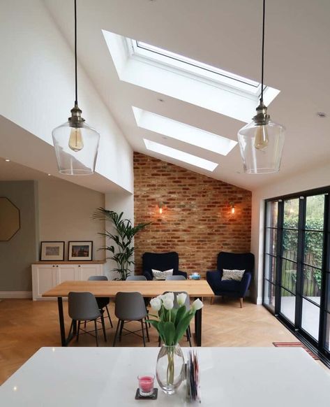 Kitchen Extension Open Plan, Modern Kitchen Extensions, Dining Area And Living Room, Small Open Plan Kitchens, Outdoor Seating Ideas, Open Plan Layout, Garden Room Extensions, House Extension Plans, Kitchen Diner Extension