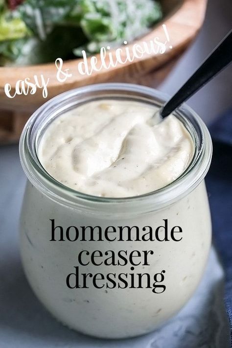 Homemade Caesar Salad, Ceasar Dressing, Caesar Salad Dressing Recipe, Caesar Dressing Recipe, Homemade Caesar Salad Dressing, Homemade Caesar, Vegetable Dip, Resep Salad, Caesar Salad Dressing