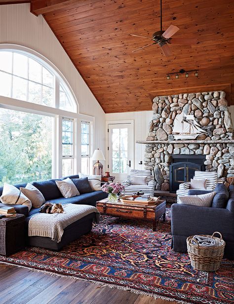 Rustic Cottage Living Room, Pine Ceiling, Cottage Living Rooms, Style Cottage, Cottage Interiors, Rustic Cottage, Living Room Remodel, Rustic Living, Cottage Living