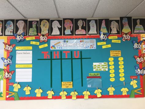 Numeracy display place value year 4 working wall interactive with activities key words and ideas Place Value Classroom Display, Place Value Display Ks2, Maths Display Ks2, Maths Project Ideas, Place Value Display, Numeracy Display, Primary Classroom Displays, Maths Classroom Displays, Maths Classroom