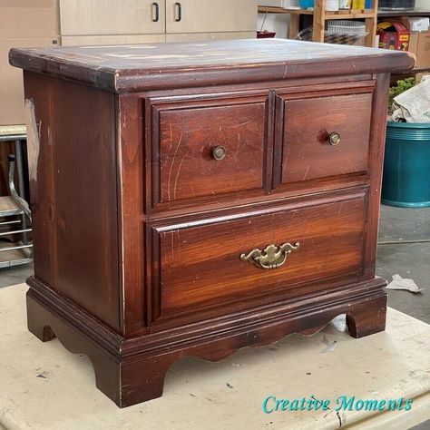 80's Nightstand is Now 2021 | Hometalk Rooms With Painted Furniture, How To Refinish Nightstand, Redo Nightstand Diy Ideas, 80s Nightstand Makeover, 80s Furniture Bedroom, Refinish Nightstand Diy, Refurbish Nightstand Ideas, Refinishing Nightstand Ideas, 80s Furniture Makeover