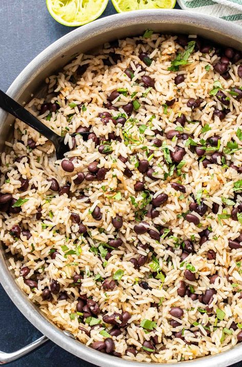 Black Beans and Rice Jamaican Black Beans And Rice, Black Beans And Brown Rice Recipe, Brown Rice And Black Beans, Recipes Using Rice, Rice And Black Beans, Bean And Rice, Cooking With Coconut Milk, Honey Chipotle Chicken, Steak And Rice