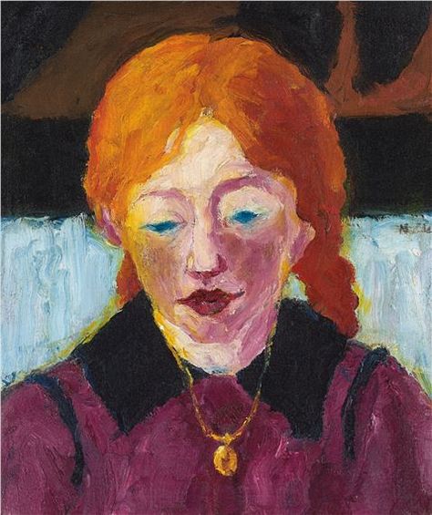 Artwork by Emil Nolde, ”Christina”.. Oil on canvas Emil Nolde, German Expressionism, Expressionist Painting, Expressionism Painting, Abstract Portrait, Portrait Artist, Figurative Art, Portrait Art, Love Art