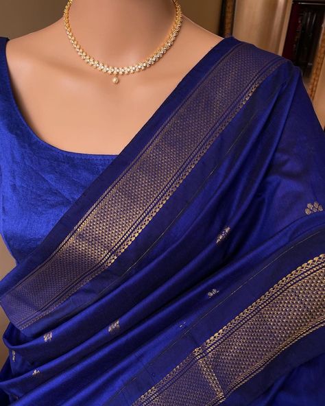 Our best seller is back in stock!! Www.thejacouture.in > Full Butta Traditional cotton silk saree > Pepsi blue cotton silk saree. . Saree Description: Pepsi blue cotton silk saree with contrast zari border and butta all over. Comes with running blouse. Saree height: 46 inches. Saree length: 5.5 meters. Blouse : 80cm Care: Normal wash. priced: 1550/- INR Shipping: We ship worldwide. Delivery time Duration: * Domestic in 4 to 6 working days. * International in 10 to 15 days Courier pa... Pepsi Blue, Royal Blue Saree, Blue Silk Saree, Simple Saree Designs, Clothes Embroidery Diy, New Saree Designs, New Saree Blouse Designs, Lehenga Designs Simple, Fancy Sarees Party Wear