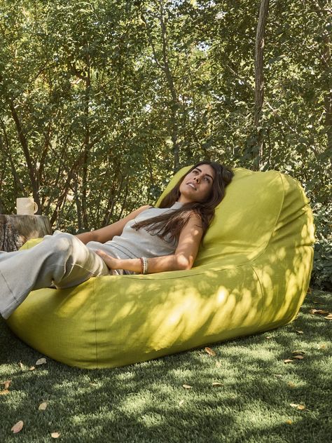 Outdoor Bean Bag Lounger, Modern Bean Bags, Bean Bag Furniture, Bean Bag Filling, Bean Bag Lounger, House Products, Lounge Couch, Outdoor Bean Bag, Outdoor Set