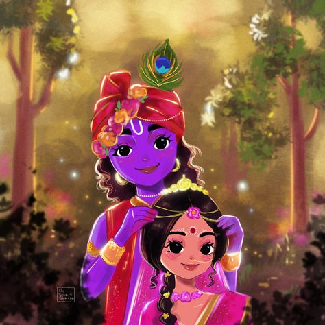 Made with Procreate Cartoons Krishna, Krishna Drawing, Pictures Of Shiva, Little Krishna, Lord Krishna Hd Wallpaper, Radha Krishna Wallpaper, Vedic Art, Krishna Radha Painting, Radha Krishna Images